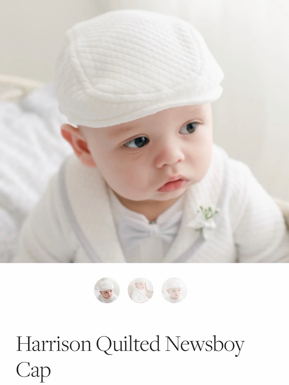 Harrison Quilted Newsboy Cap - White
